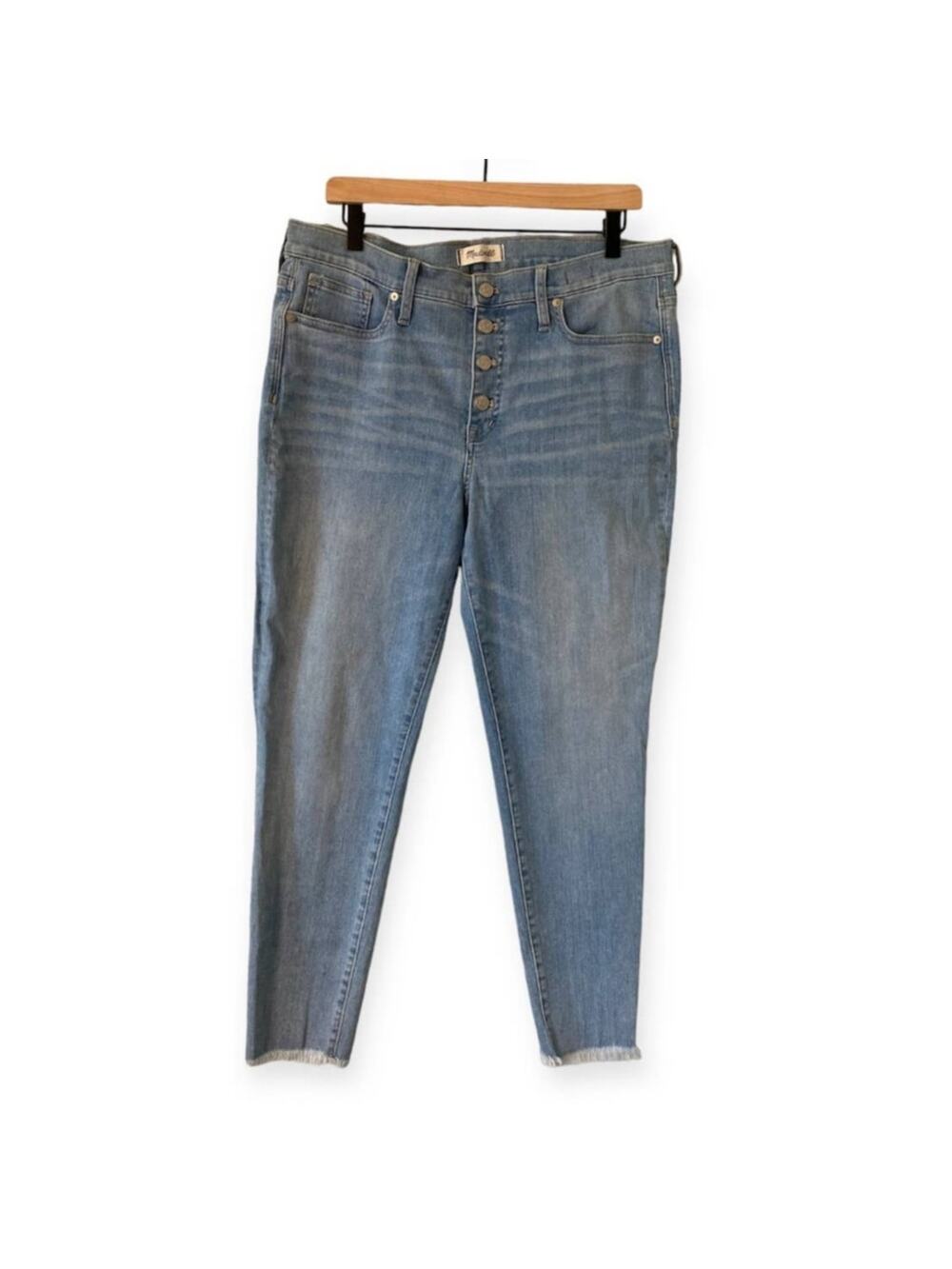 Madewell High Rise Mom Skinny Crop Light Wash Button Fly Jeans